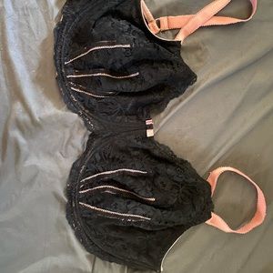 Adore Me black and pink lace bra